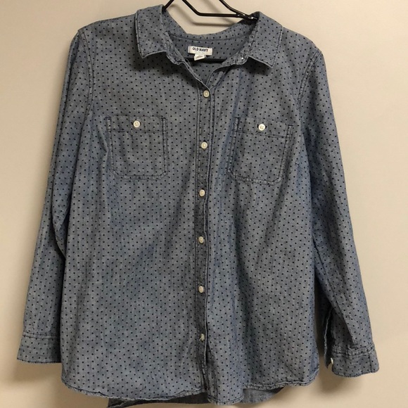 Old Navy Tops - Old Navy | dot denim chambray button down